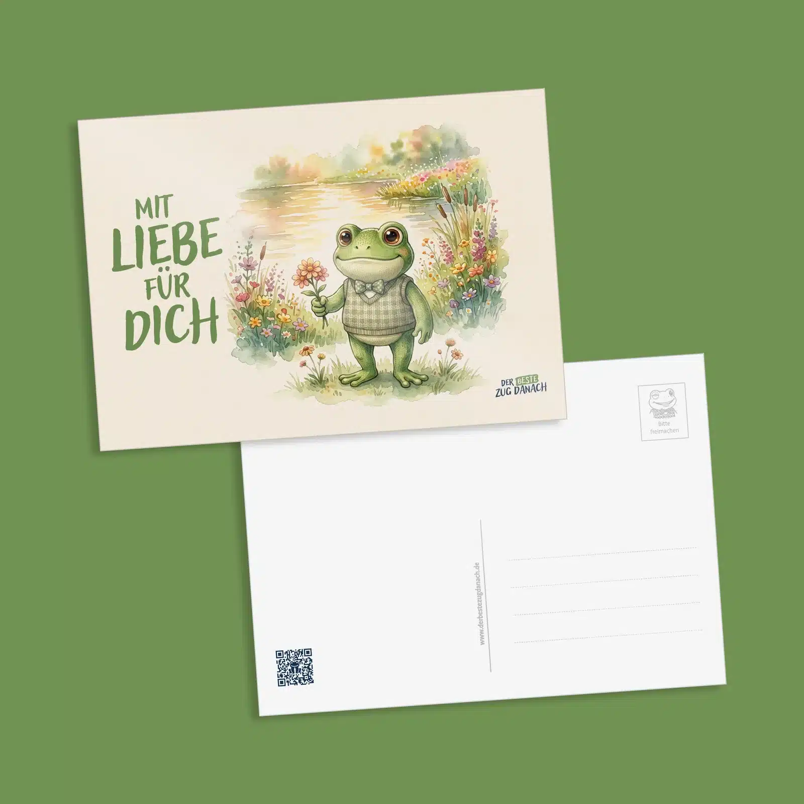 Postkarte „Mit Liebe für dich“ mit Vorder- und Rückseite
