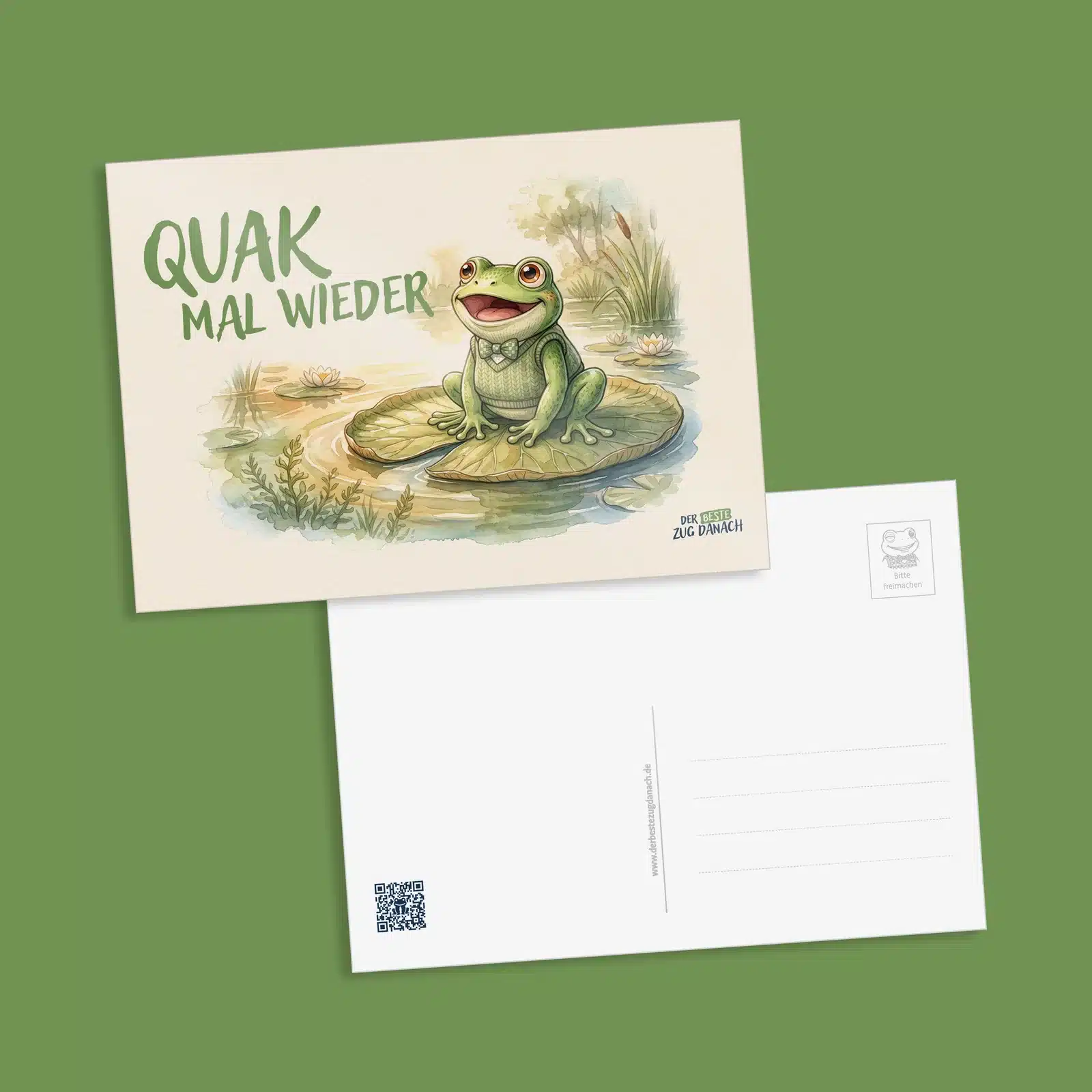 Postkarte „Quak mal wieder“ mit Vorder- und Rückseite
