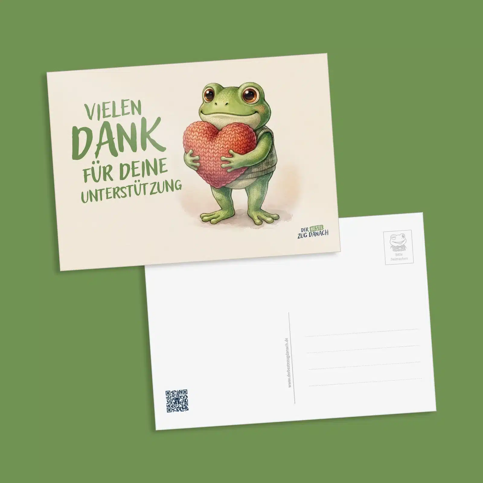 Postkarte „Vielen Dank für deine Unterstützung“ mit Vorder- und Rückseite