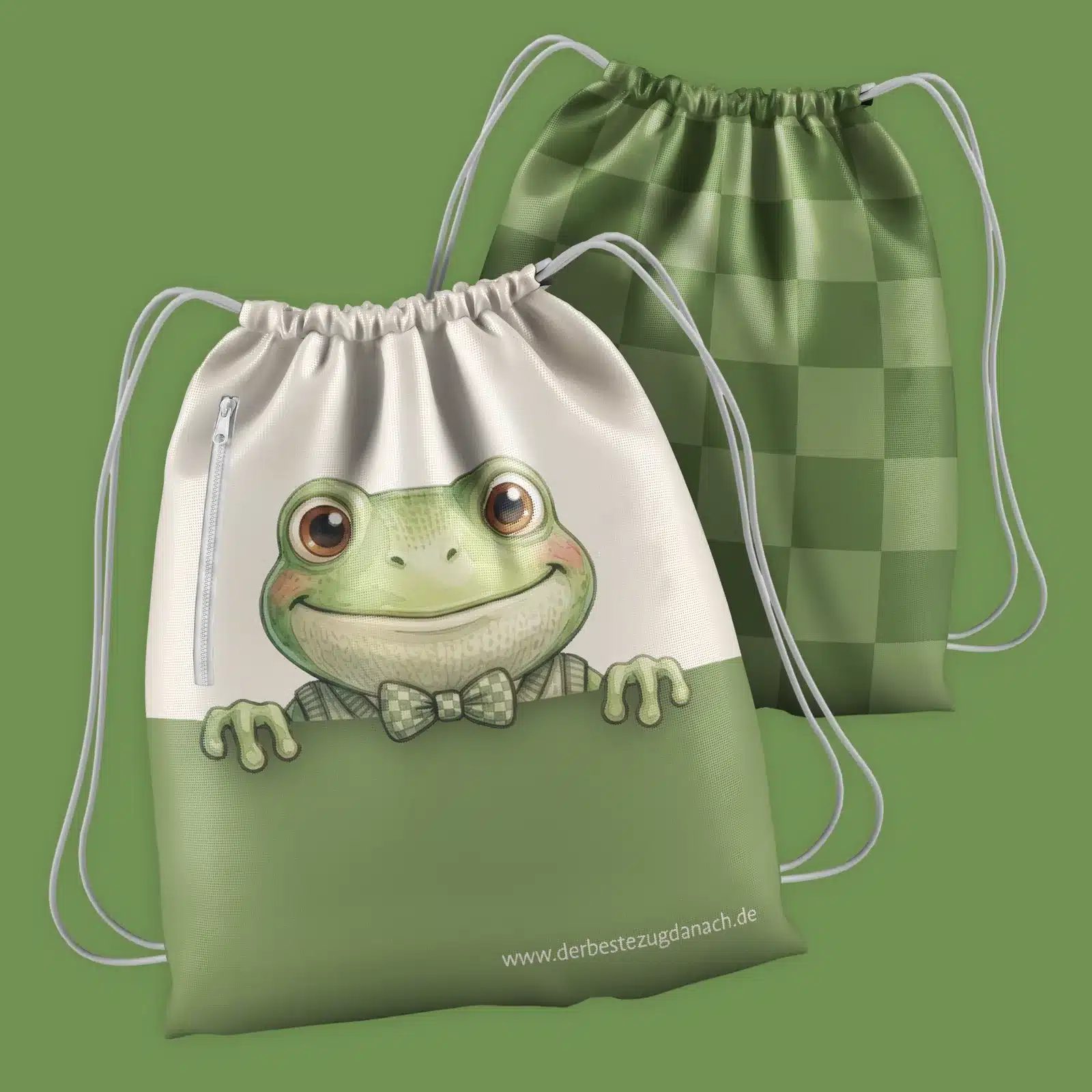 Quint-Turnbeutel mit dem Frosch Quint auf der Vorderseite