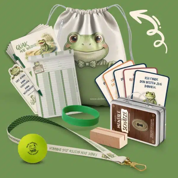 Quints Turniertasche mit Turnbeutel, Karten, Lanyard, Armband, Stift, Block, Lesezeichen und Stressball